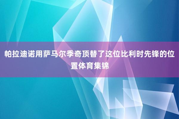 帕拉迪诺用萨马尔季奇顶替了这位比利时先锋的位置体育集锦